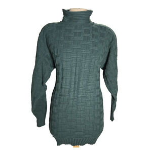Courtney Rhodes Sweater‎ Vintage Size Small Wool Blend Basket Weave Knit Green
